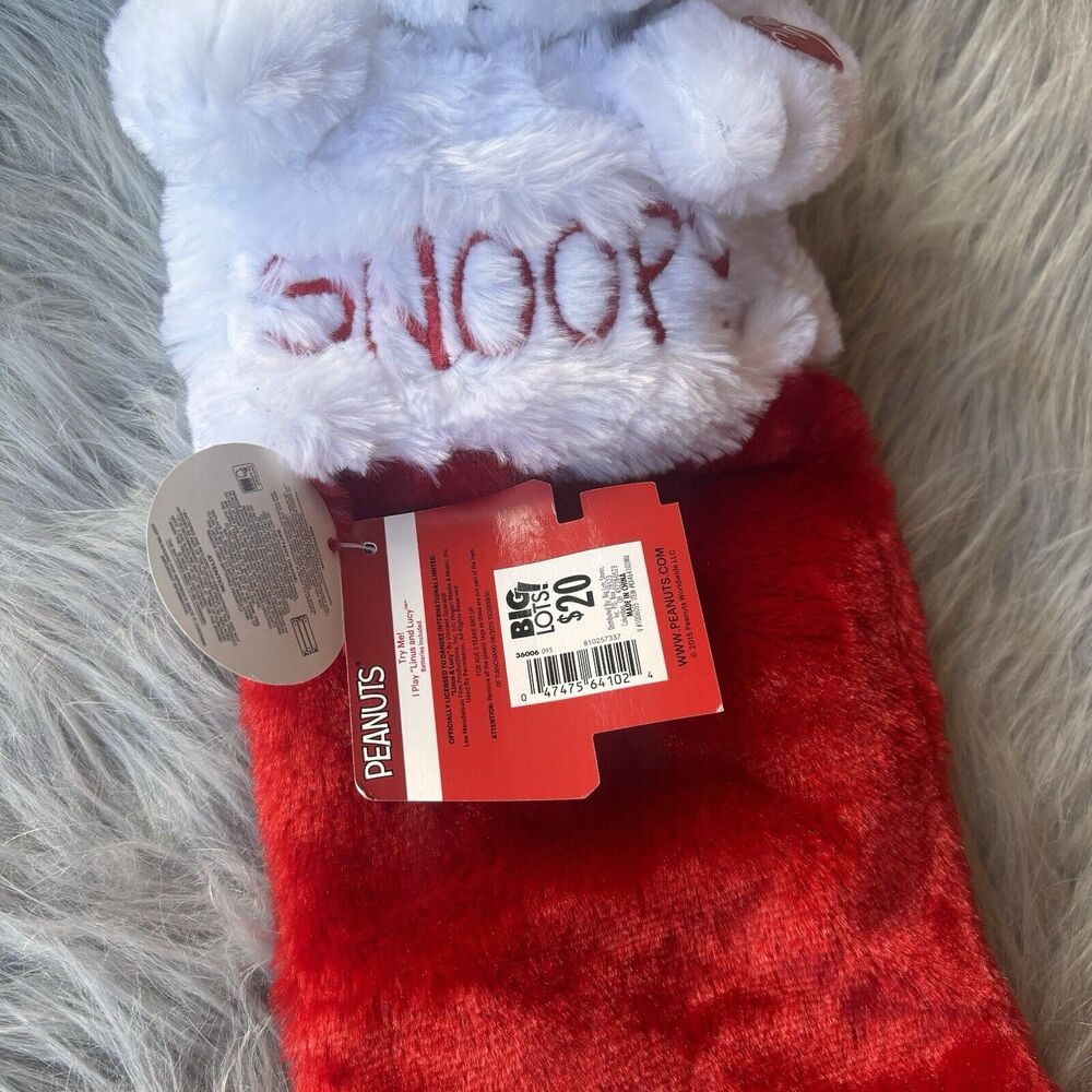 Snoopy Christmas Stocking Animated Ears Move Plush Musical Peanuts 19" Long - Picture 3 of 8